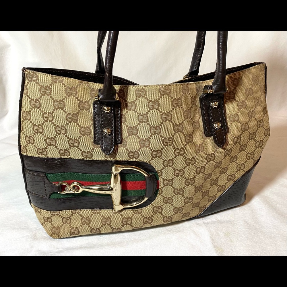 Gucci Signature GG Canvas Horsebit Hasler Tote
